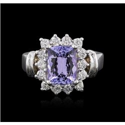 14KT White Gold 2.38ct Tanzanite and Diamond Ring