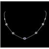 Image 2 : 0.50ctw Diamond Evil Eye Necklace - 14KT White Gold