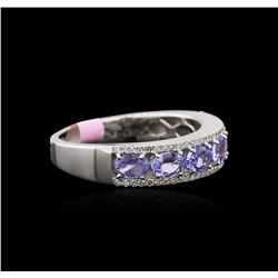 1.13ctw Tanzanite and Diamond Ring - 14KT White Gold
