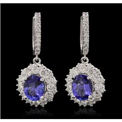 14KT White Gold 4.36ctw Tanzanite and Diamond Earrings