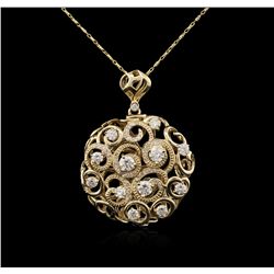 14KT Yellow Gold 1.85ctw Diamond Pendant With Chain