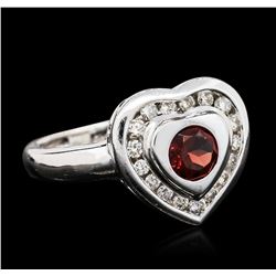 14KT White Gold 0.50ct Garnet and Diamond Ring