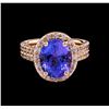 Image 2 : 4.32ct Tanzanite and Diamond Ring - 14KT Rose Gold