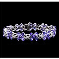 20.51ctw Tanzanite and Diamond Bracelet - 14KT White Gold