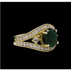 14KT Yellow Gold 1.63ct Emerald and Diamond Ring