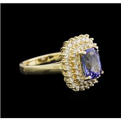 2.41ct Tanzanite and Diamond Ring - 14KT Yellow Gold