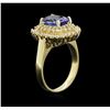 Image 3 : 2.41ct Tanzanite and Diamond Ring - 14KT Yellow Gold