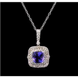 5.12ct Tanzanite and Diamond Pendant With Chain - 14KT White Gold