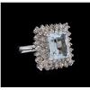 14KT White Gold 3.69ct Aquamarine and Diamond Ring