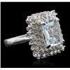 Image 2 : 14KT White Gold 3.69ct Aquamarine and Diamond Ring