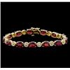 Image 1 : 23.60ctw Ruby and Diamond Bracelet - 14KT Yellow Gold