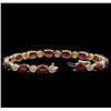 Image 3 : 23.60ctw Ruby and Diamond Bracelet - 14KT Yellow Gold