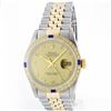 Image 1 : Rolex 14KT Two-Tone Diamond And Sapphire DateJust Men's Watch
