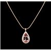 Image 4 : 14KT Rose Gold GIA Certified 34.63ct Morganite and Diamond Pendant With Chain
