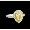 2.19ctw Fancy Light Yellow Diamond Ring - 14KT Two-Tone Gold