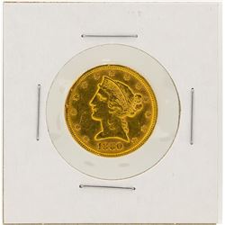 1880 $5 Liberty Head Half Eagle Gold Coin