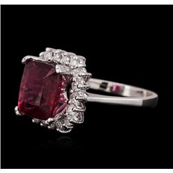 14KT White Gold 3.20ct Pink Tourmaline and Diamond Ring