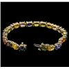 Image 3 : 23.50ctw Multi Color Sapphire Bracelet - 14KT Yellow Gold