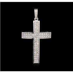 0.80ctw Diamond Cross Pendant - 14KT White Gold