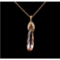 7.88ct Morganite and Diamond Pendant - 14KT Rose Gold
