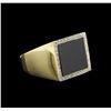 Image 1 : Onyx and Diamond Ring - 14KT Yellow Gold