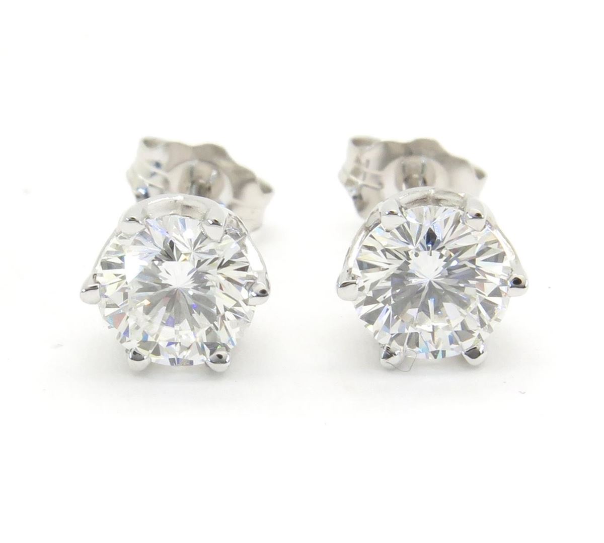 1.39ctw Leo Diamond Stud Earrings 14K White Gold
