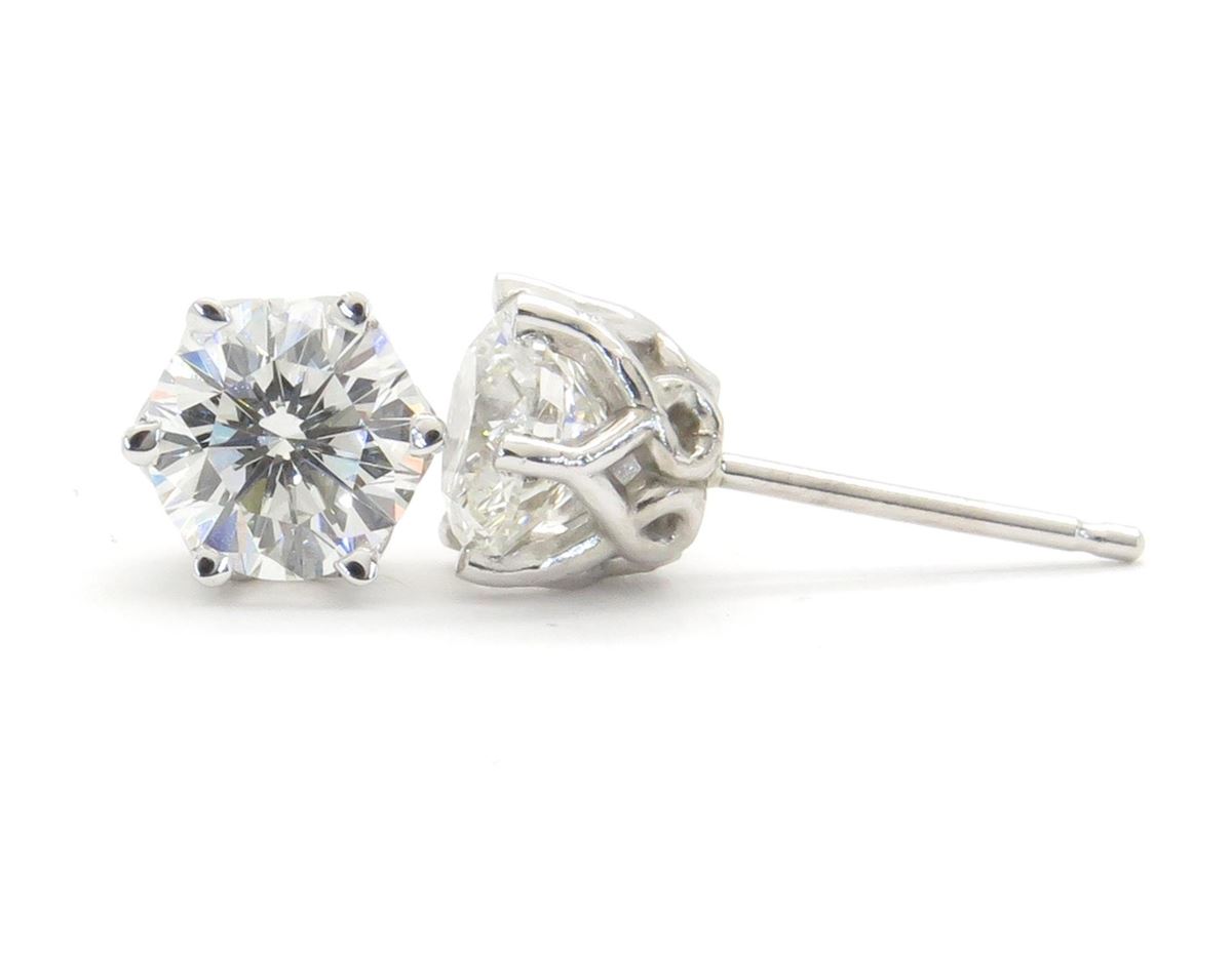 1.39ctw Leo Diamond Stud Earrings - 14K White Gold