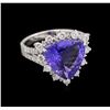 Image 1 : 14KT White Gold 5.30ct Tanzanite and Diamond Ring