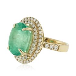 14KT Yellow Gold GIA Certified 7.45ct Emerald and Diamond Ring