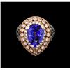 Image 2 : 7.31ct Tanzanite and Diamond Ring - 14KT Rose Gold
