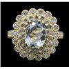 Image 4 : 14KT Yellow Gold 2.27ct Aquamarine and Diamond Ring