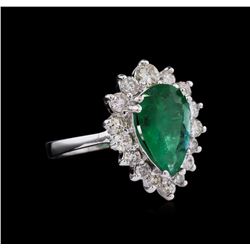 14KT White Gold 2.02ct Emerald and Diamond Ring