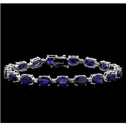21.77ctw Blue Sapphire and Diamond Bracelet - 14KT White Gold