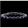Image 1 : 21.77ctw Blue Sapphire and Diamond Bracelet - 14KT White Gold