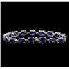 Image 2 : 21.77ctw Blue Sapphire and Diamond Bracelet - 14KT White Gold