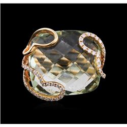 18.10ct Peridot and Diamond Ring - 14KT Rose Gold