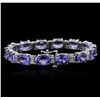 Image 2 : 14KT White Gold 25.66ctw Tanzanite and Diamond Bracelet