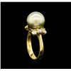 Image 4 : 0.66ctw Pearl and Diamond Ring - 14KT Yellow Gold