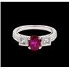 Image 2 : 1.06ct Ruby and Diamond Ring - 18KT White Gold