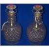 Image 1 : A PAIR OF IRISH STYLE MOULD BLOWN DECANTERS, with triple neck rings and mushroom stoppers each...