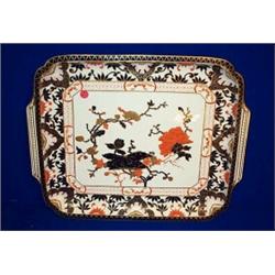 A ROYAL CROWN DERBY VICTORIAN TRAY, decorated in a ŒDerby Imari¹ pattern, printed mark 51cms w...