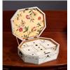 Image 1 : AN ANGLO-INDIAN OCTAGONAL ENGRAVED IVORY WORK BOX, EARLY 19th CENTURY, the interior with lidde...
