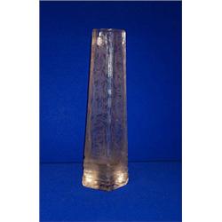 A LOZENGE SHAPED TALL FLOWER VASE, 19th CENTURY, Bohemian engraved decoration in the style of...