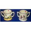 Image 1 : A PAIR OF STAFFORDSHIRE TWO HANDLED MUGS, 19th CENTURY, the interiors with frogs. e150/200...