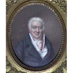 JOHN COMERFORD (c.1770-1832) Watercolour Portrait of a man, half-length, wearing a black co...