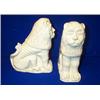 Image 1 : A PAIR OF WHITE GLAZED POTTERY FIGURES OF SEATED LIONS, GERMAN, PROBABLY 16th/17th CENTURY 24c...