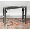 Image 1 : A CHINESE hardwood scroll table, moulded rim and pierced brackets 90cms wide x 37cms deep x 88...
