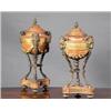 Image 1 : A PAIR OF GRIOTTE MARBLE AND ORMOLU ATHENIENNE VASES, 19th CENTURY, the domed lids with fruiti...