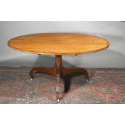 A SATINWOOD CROSSBANDED, BOXWOOD AND EBONY LINE INLAID OVAL SUPPER TABLE, ENGLISH, c.1800, on...