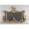 Image 1 : A CARVED GILTWOOD OVERMANTLE, c.1900, IN GEORGIAN STYLE, the rectangular compartmented plate i...